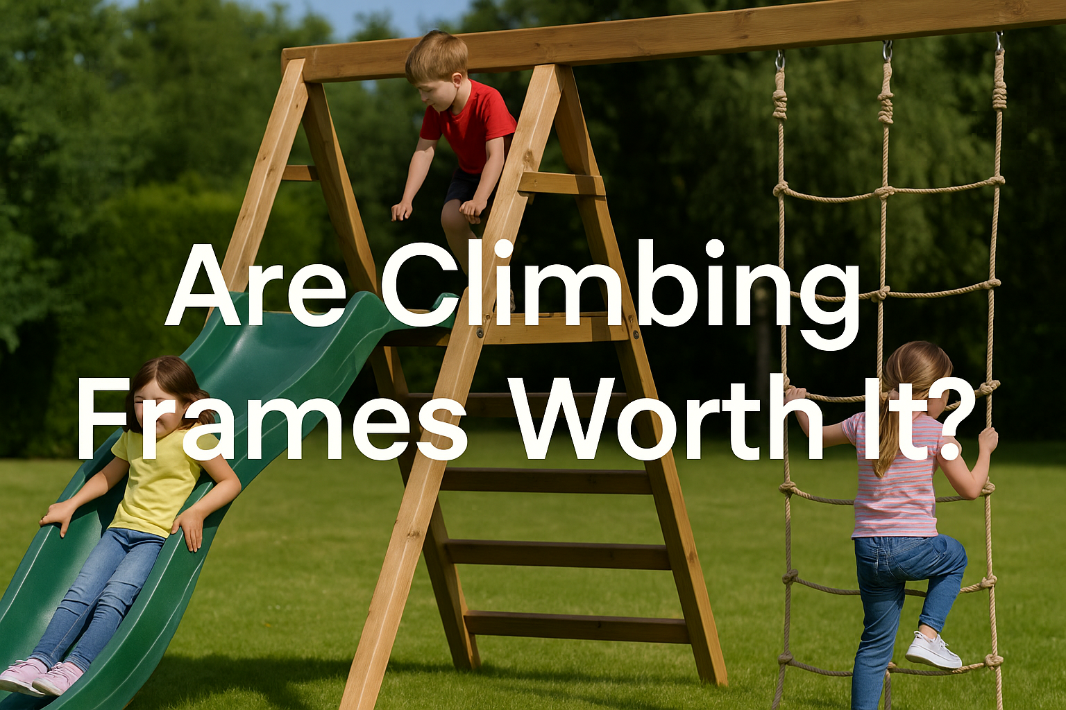 Children playing on a climbing frame