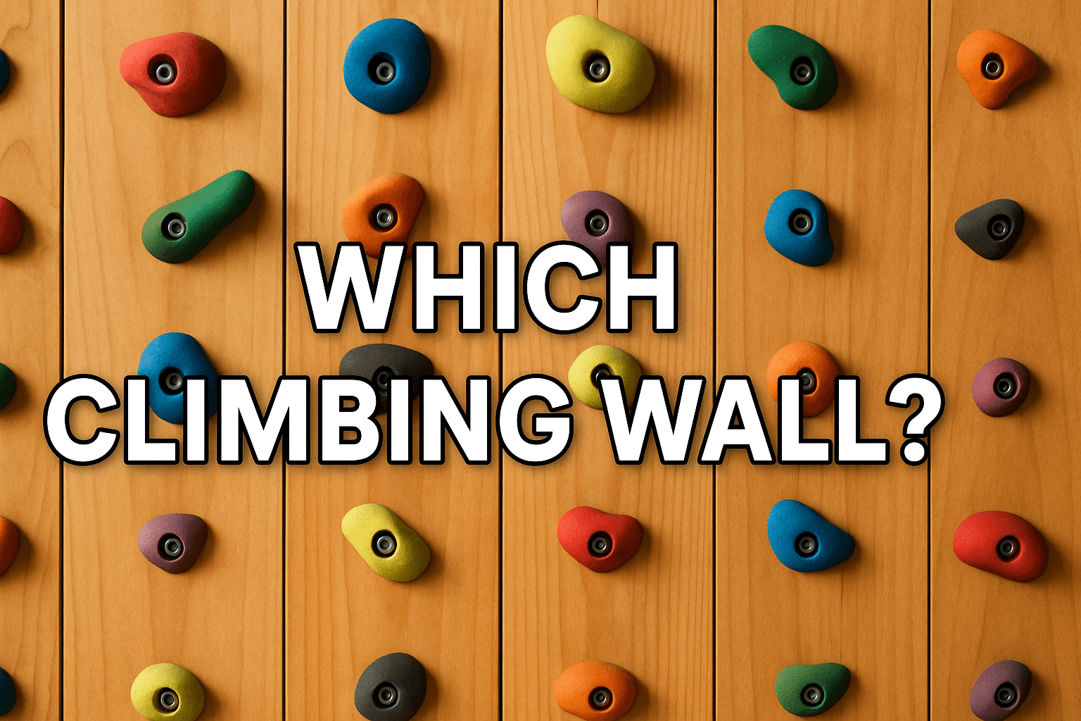 indoor-climbing-wall-with-wooden-panels-and-colourful-holds-text-which-climbing-wall-centred