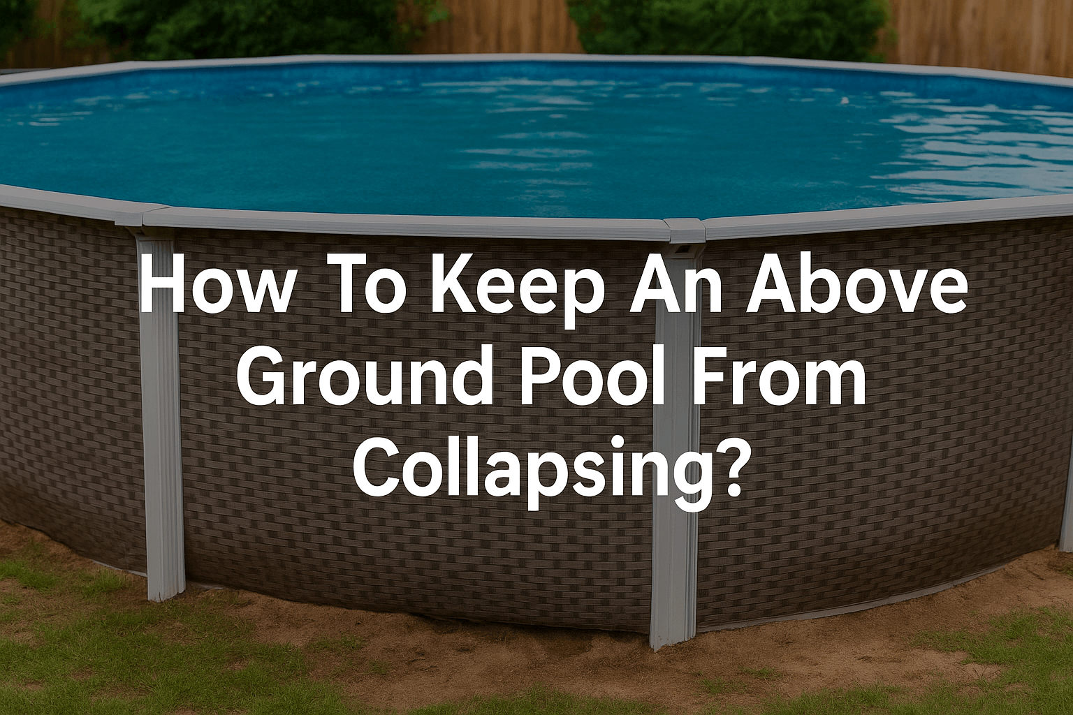 banner-image-showing-an-above-ground-pool-in-a-backyard-with-clear-water-green-grass-and-wooden-fence-text-in-centre-reads-how-to-keep-an-above-ground-pool-from-collapsing