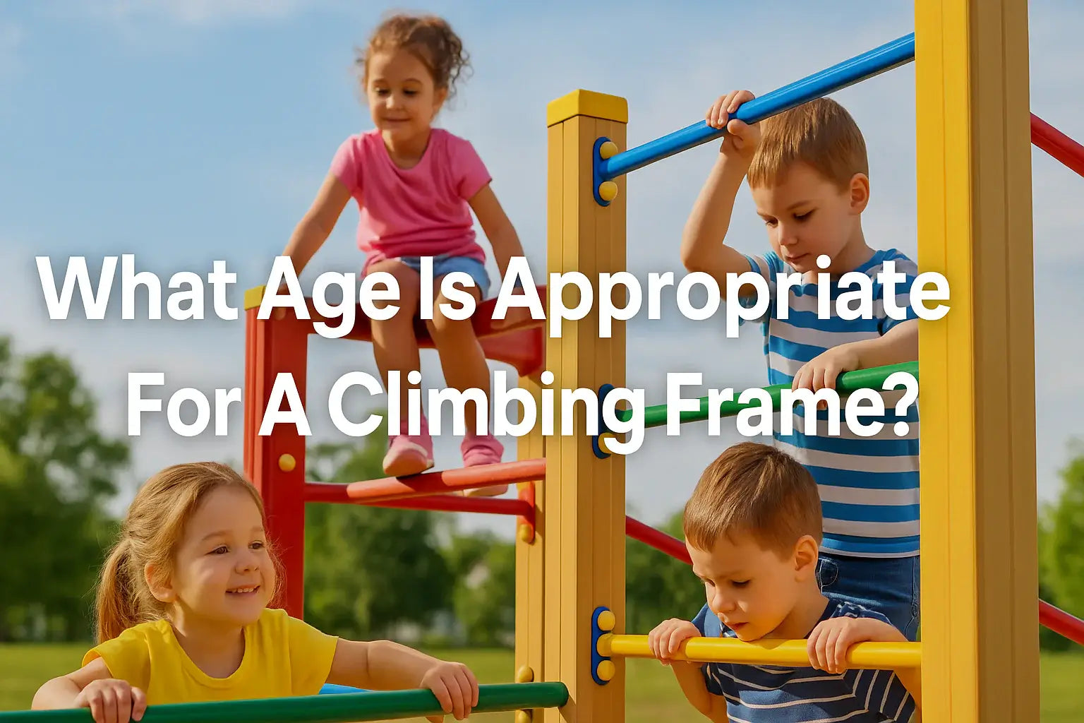 children-on-colourful-climbing-frame-with-title-what-age-is-appropriate-for-a-climbing-frame