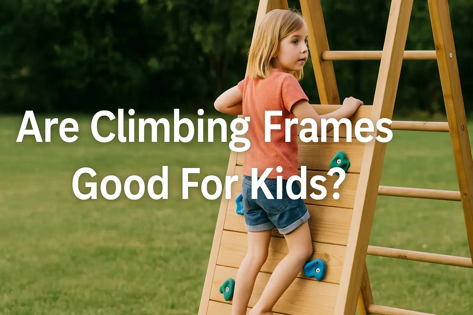 are-climbing-frames-good-for-kids-girl-climbing-wooden-frame-in-garden-with-green-background