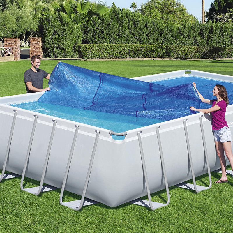 Bestway 21' x 9'(6.40m x 2.74m)/24' x 12'(7.32m x 3.66m) Rectangle Solar Pool Cover covering pool