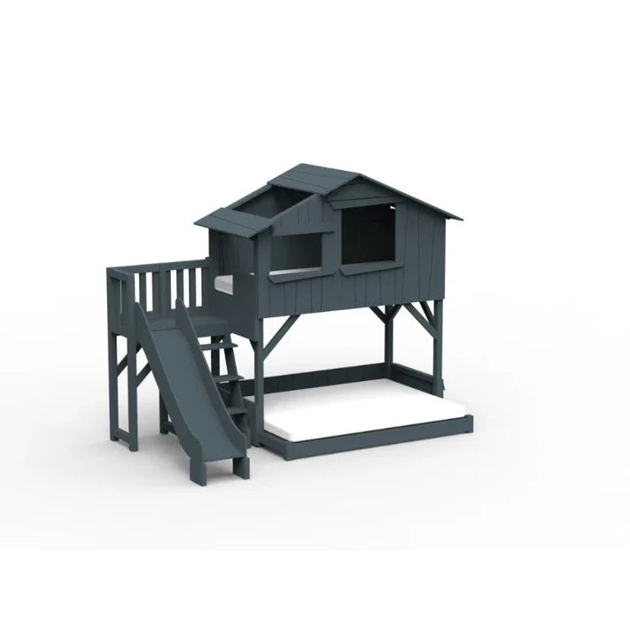 childrens-treehouse-bed-with-slide-basalt-grey