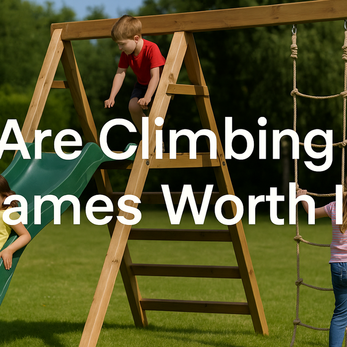 Children playing on a climbing frame