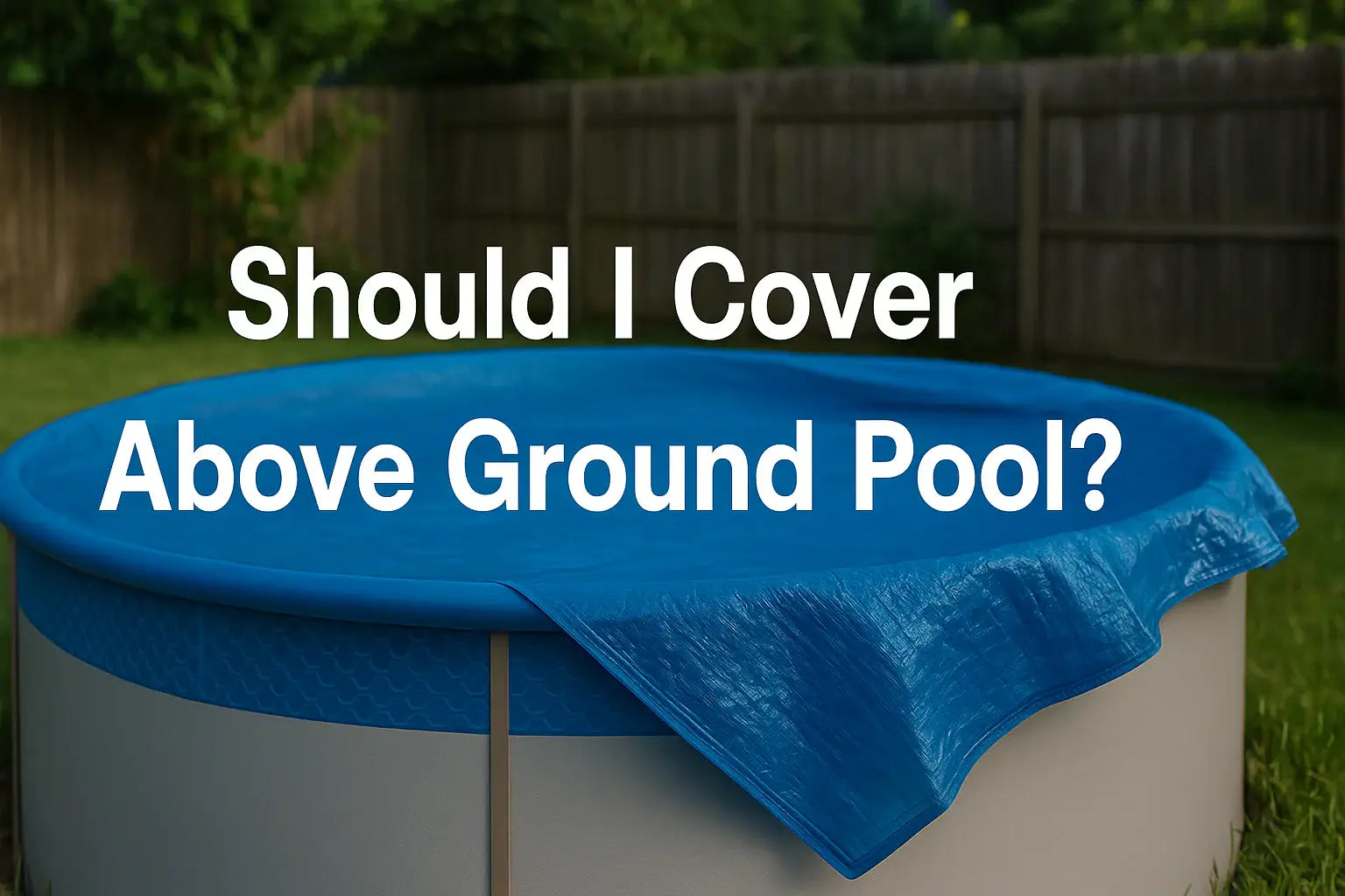 above-ground-container-pool-with-blue-cover-in-backyard-wooden-fence-greenery
