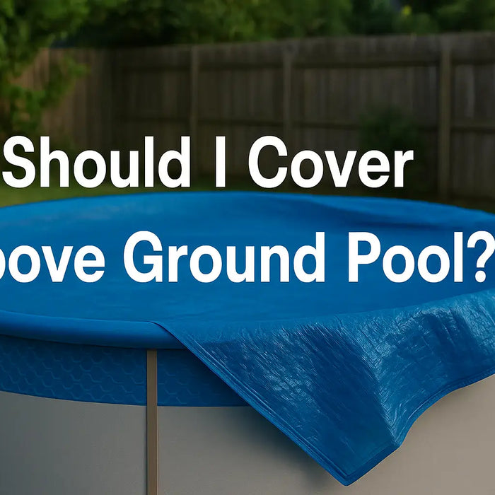 above-ground-container-pool-with-blue-cover-in-backyard-wooden-fence-greenery