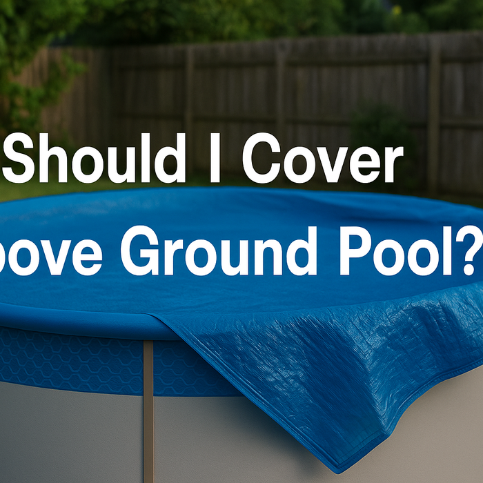 above-ground-container-pool-with-blue-cover-in-backyard-wooden-fence-greenery
