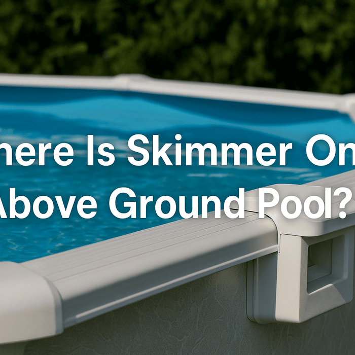 above-ground-pool-skimmer-attached-to-pool-wall-with-clear-blue-water-sunny-weather-greenery-in-background