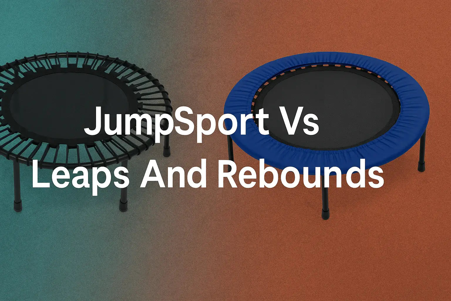 jumpsport-vs-leaps-and-bounds-trampoline-comparison-banner-two-rebounders-side-by-side-blue-and-red-frames-wooden-floor-centred-title-text