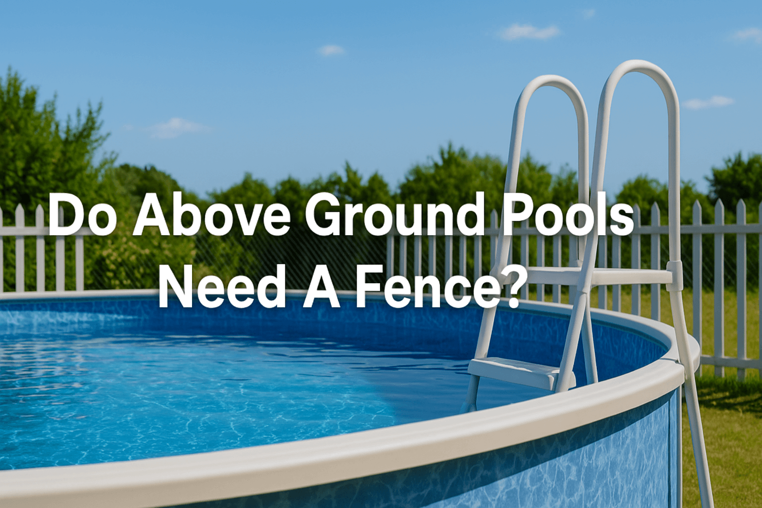 garden-pool-with-white-fence-blue-water-and-ladder-under-sunny-sky