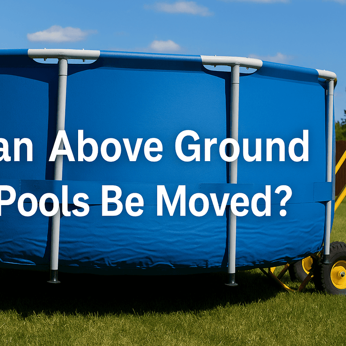 hand-truck-and-blue-deep-above-ground-pool-and-green-garden