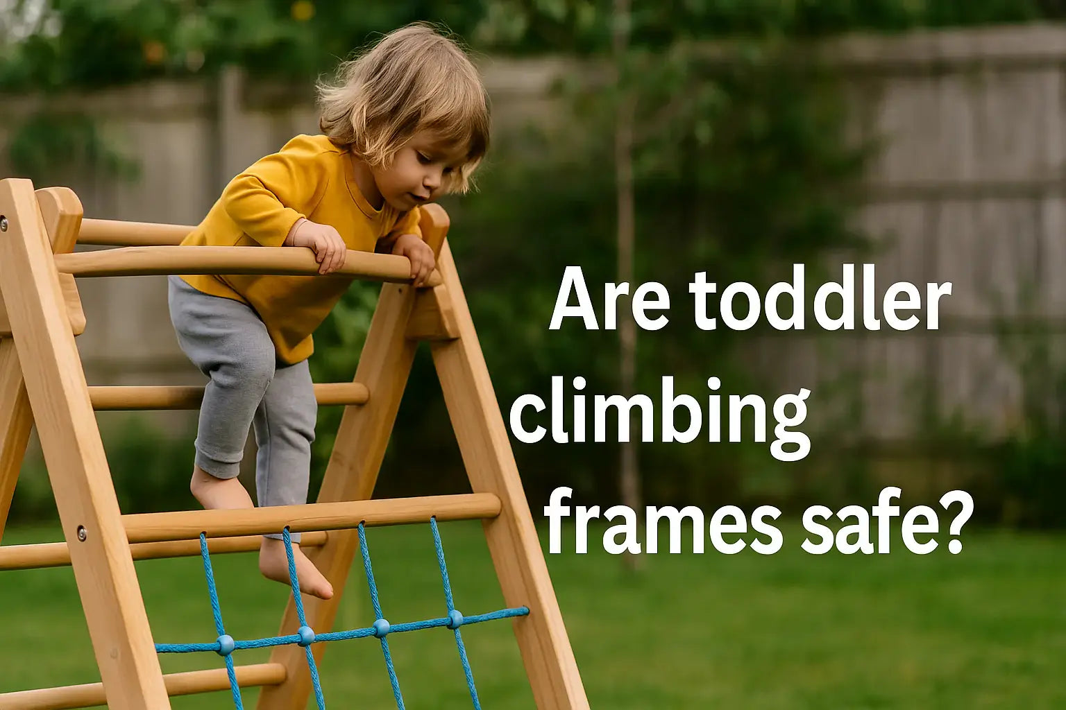 are-toddler-climbing-frames-safe-young-child-on-wooden-frame-in-garden