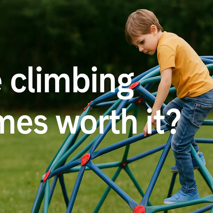 are-climbing-domes-worth-it-banner-image-with-child-climbing-frame-in-garden