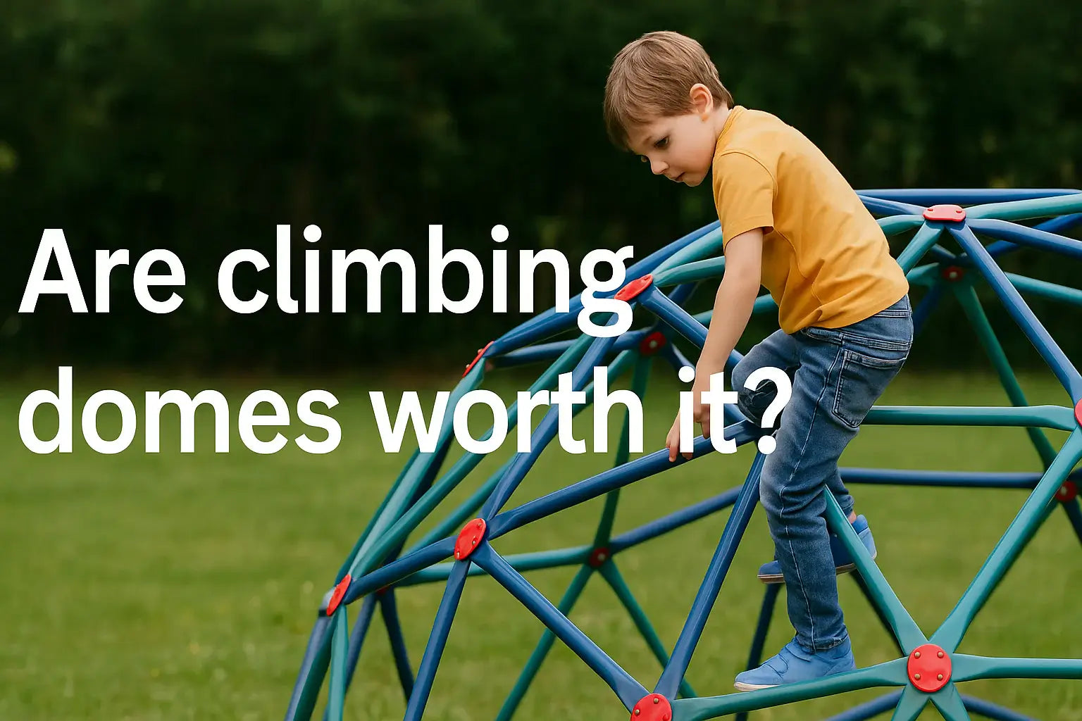 are-climbing-domes-worth-it-banner-image-with-child-climbing-frame-in-garden
