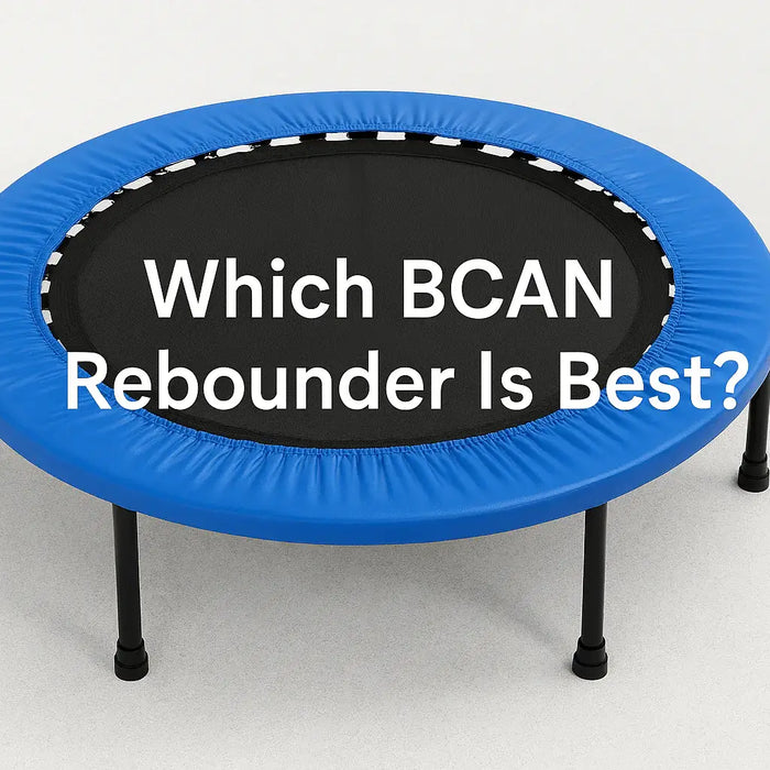 bcan-rebounder-mini-trampoline-with-blue-padding-and-black-mat-blog-banner-text-which-bcan-rebounder-is-best-centred