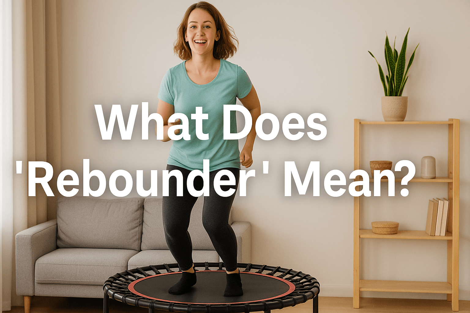 smiling-woman-rebounding-on-mini-trampoline-in-living-room-wearing-turquoise-shirt-and-black-leggings-text-overlay-what-does-rebounder-mean-fitness-exercise-home-workout