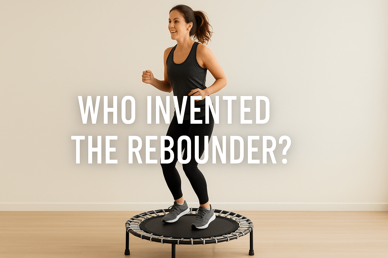who-invented-the-rebounder-banner-image-with-woman-bouncing-on-mini-trampoline-rebounding-exercise-fitness-blog