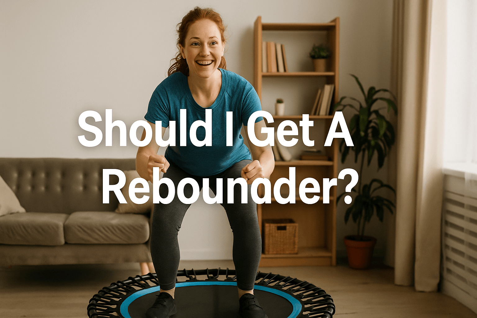 woman-exercising-on-rebounder-in-living-room-with-text-should-i-get-a-rebounder-center-aligned-blog-banner
