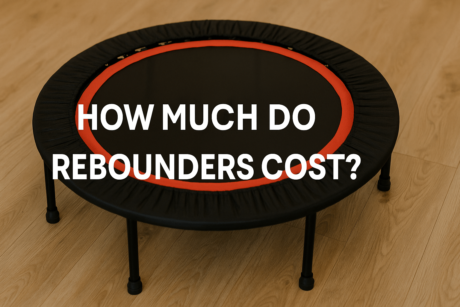 how-much-do-rebounders-cost-banner-image-showing-mini-trampoline-on-wood-floor-with-centered-text-best-mini-trampoline-for-adults