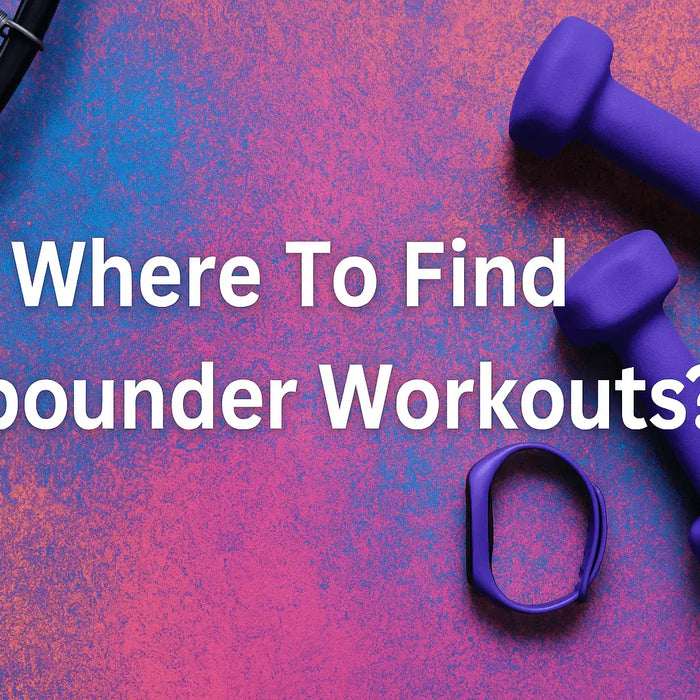 where-to-find-rebounder-workouts-banner-image-with-fitness-equipment-rebounder-for-adults-purple-dumbbells-fitness-tracker-colourful-background-text-in-centre