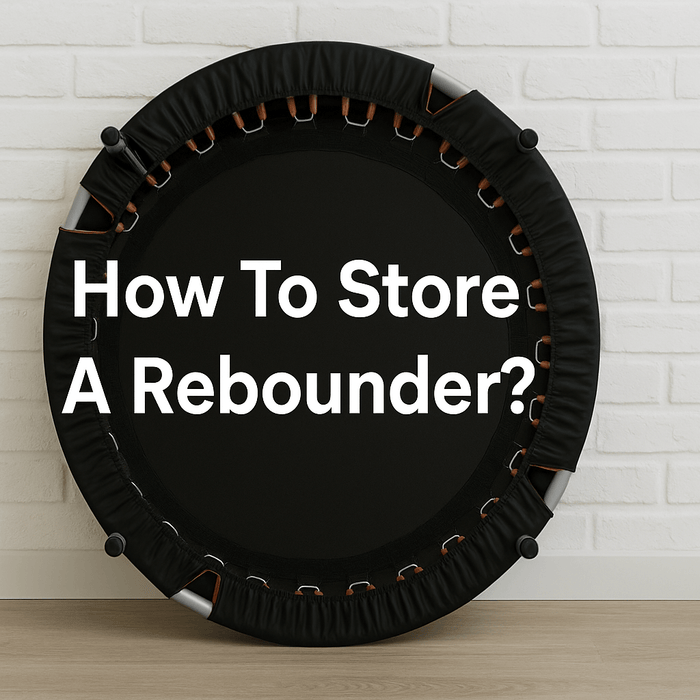 how-to-store-a-rebounder-for-adults-folded-mini-trampoline-against-white-brick-wall-with-text-center-aligned-blog-banner