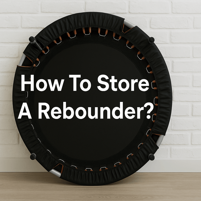 how-to-store-a-rebounder-for-adults-folded-mini-trampoline-against-white-brick-wall-with-text-center-aligned-blog-banner