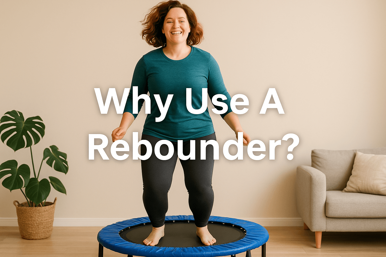 ChatGPT said:  woman-smiling-while-bouncing-on-rebounder-trampoline-uk-in-living-room-wearing-teal-top-and-black-leggings-text-overlay-why-use-a-rebounder