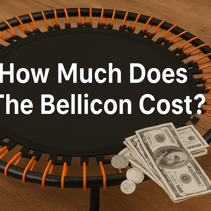 bellicon-mini-trampoline-on-wooden-floor-with-orange-bungees-us-dollars-and-coins-in-corner-text-how-much-does-the-bellicon-cost-centered-in-white