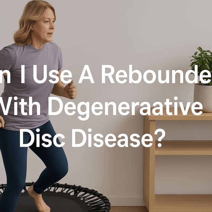 woman-exercising-on-rebounder-mini-trampoline-at-home-with-text-can-i-use-a-rebounder-with-degenerative-disc-disease-in-center-trampolines-uk