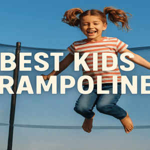 best-kids-trampoline-banner-image-girl-jumping-on-trampoline-with-safety-net-blue-sky-background