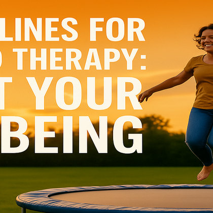 woman-jumping-on-trampoline-at-sunset-with-blog-title-trampolines-for-rebound-therapy-boost-your-wellbeing