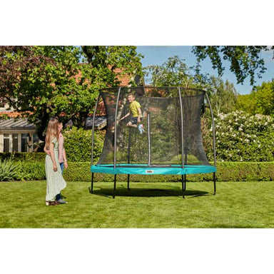 10ft salta green round comfort edition trampoline with enclosure family