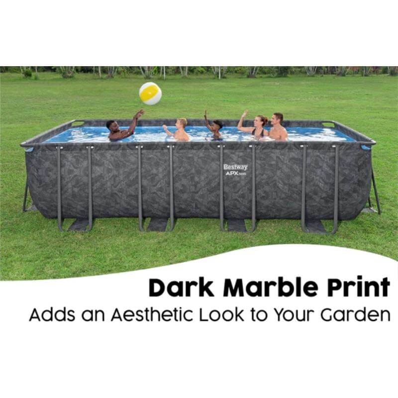 18ft-above-ground-swimming-pool-with-family-playing-in-dark-marble-print-bestway-apx-pool