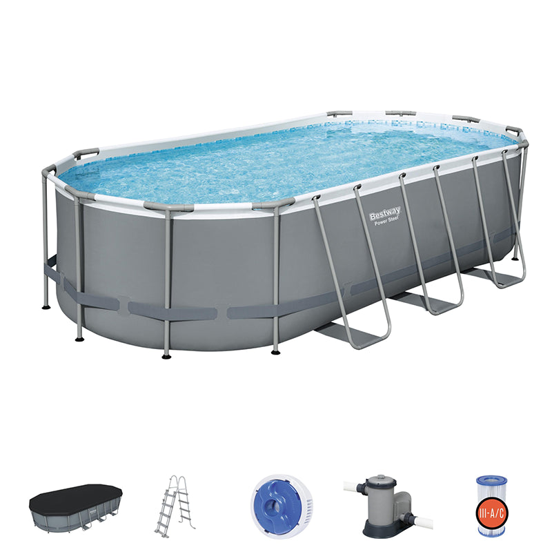 Bestway Power Steel 18' x 9' x 48"/5.49m x 2.74m x 1.22m Oval Pool Set detail view