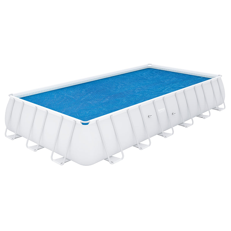 Bestway 21' x 9'(6.40m x 2.74m)/24' x 12'(7.32m x 3.66m) Rectangle Solar Pool Cover side angle view
