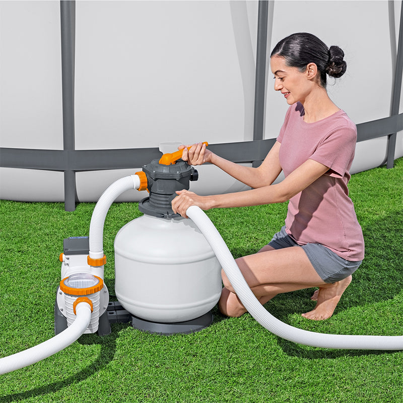 Bestway 8327L/2200gal Sand Filter woman installing