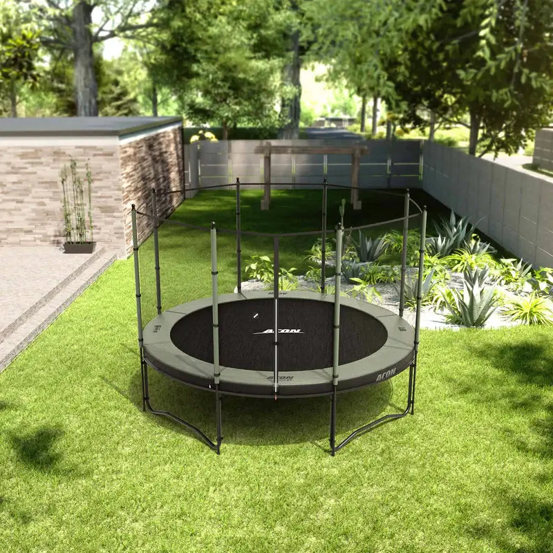 ACON_Air_3.7m_Trampoline_with_safety_net_and_ladder_garden_view
