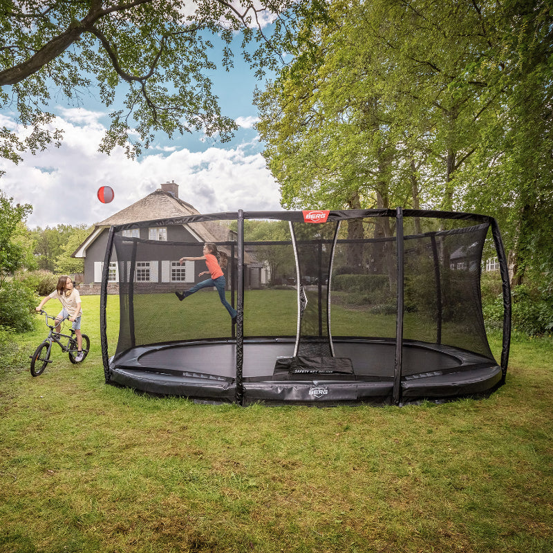 BERG Grand Champion InGround Trampoline + Safety Net family garden