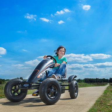 Black_Electric_Go_Kart_BERG_boy_outside_front