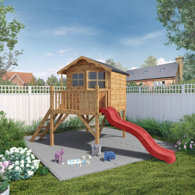 Mercia Double Storey Swiss Cottage 7 x 5 Playhouse with installation garden lifestyle