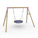 angled-hero-shot-of-plum-spider-monkey-ii-wooden-swing-set-with-pink-accents-and-two-seats-on-white-background