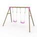 angled-hero-shot-of-wooden-double-swing-set-with-pink-brackets-and-pink-adjustable-seats-on-white-background