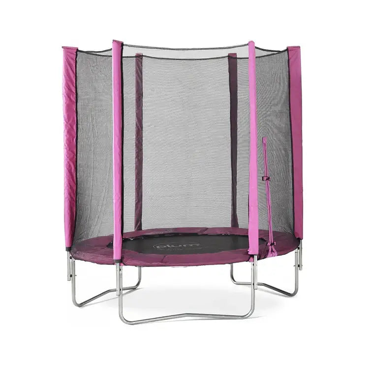angled-pink-junior-trampoline-with-mesh-safety-enclosure