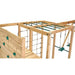 angled-view-of-green-metal-monkey-bars-integrated-into-plum-wooden-climbing-cube