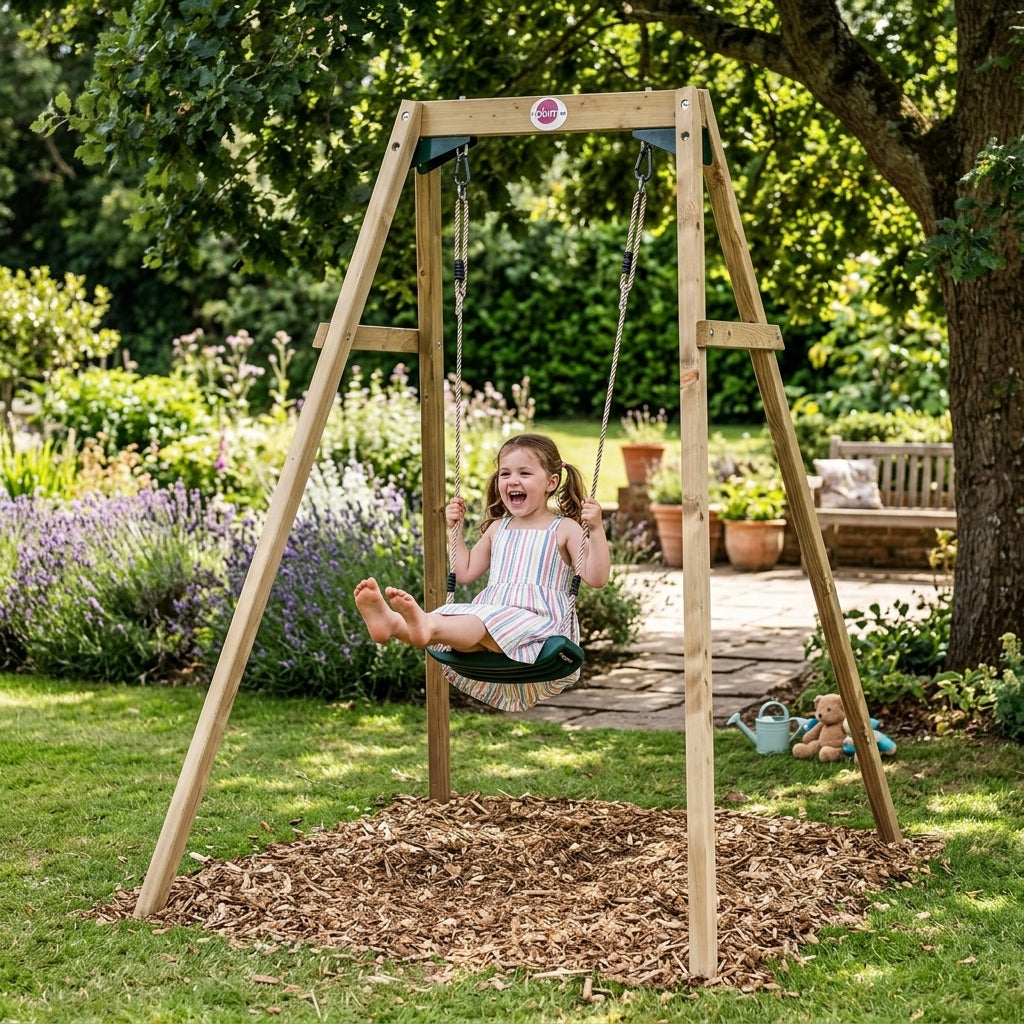child-laughing-on-plum-play-wooden-single-swing-frame