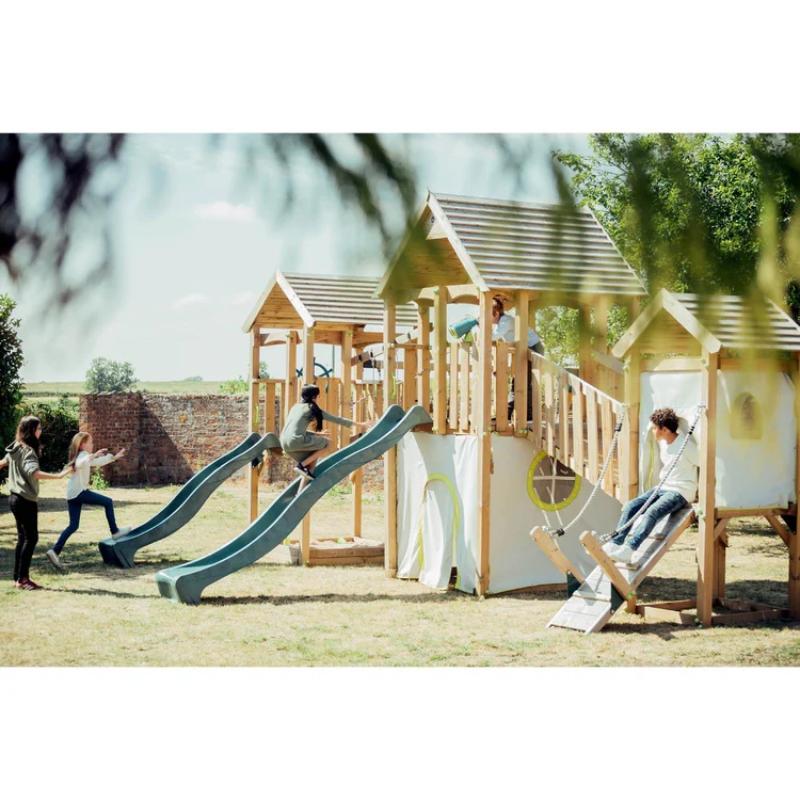 children-playing-on-plum-large-wooden-climbing-frame-with-double-slides-and-swings