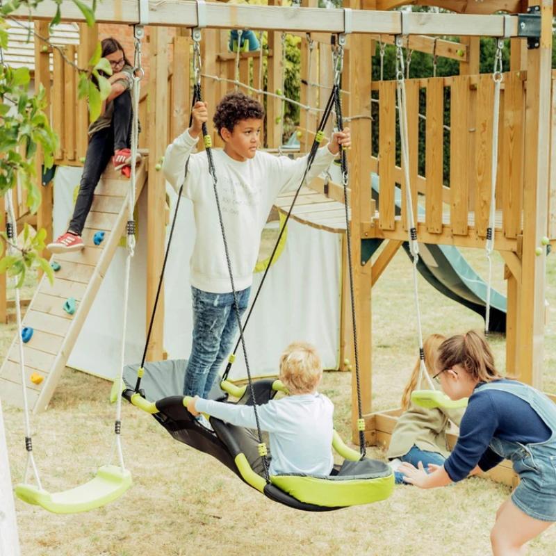 children-playing-on-plum-wooden-climbing-frame-with-nest-swing-and-bridge