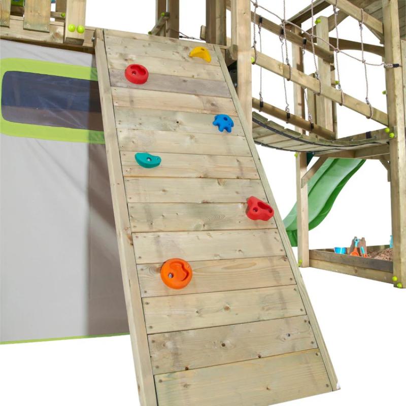 climbing-rock-wall-detail-on-plum-large-wooden-climbing-frame-with-play-den