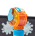 close-up-of-blue-plastic-water-play-accessories-and-interactive-elements-attached-to-the-wooden-frame