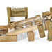 close-up-of-clear-sloped-water-run-channel-with-wooden-frame-and-support-leg